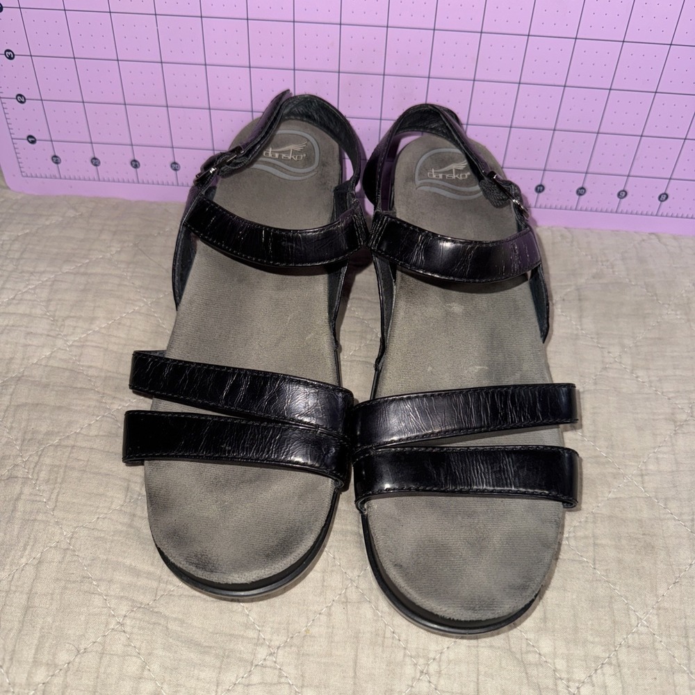 Dansko Womens‎ Sonnet Sandal Black Shimmer Size 41 Platform Casual Slingback